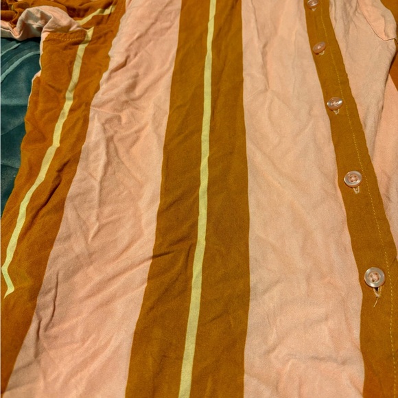 SUPER MASSIVE Retro Short Sleeve Button Up Bowling Shirt, Peach/Brown, Medium - Picture 2 of 7